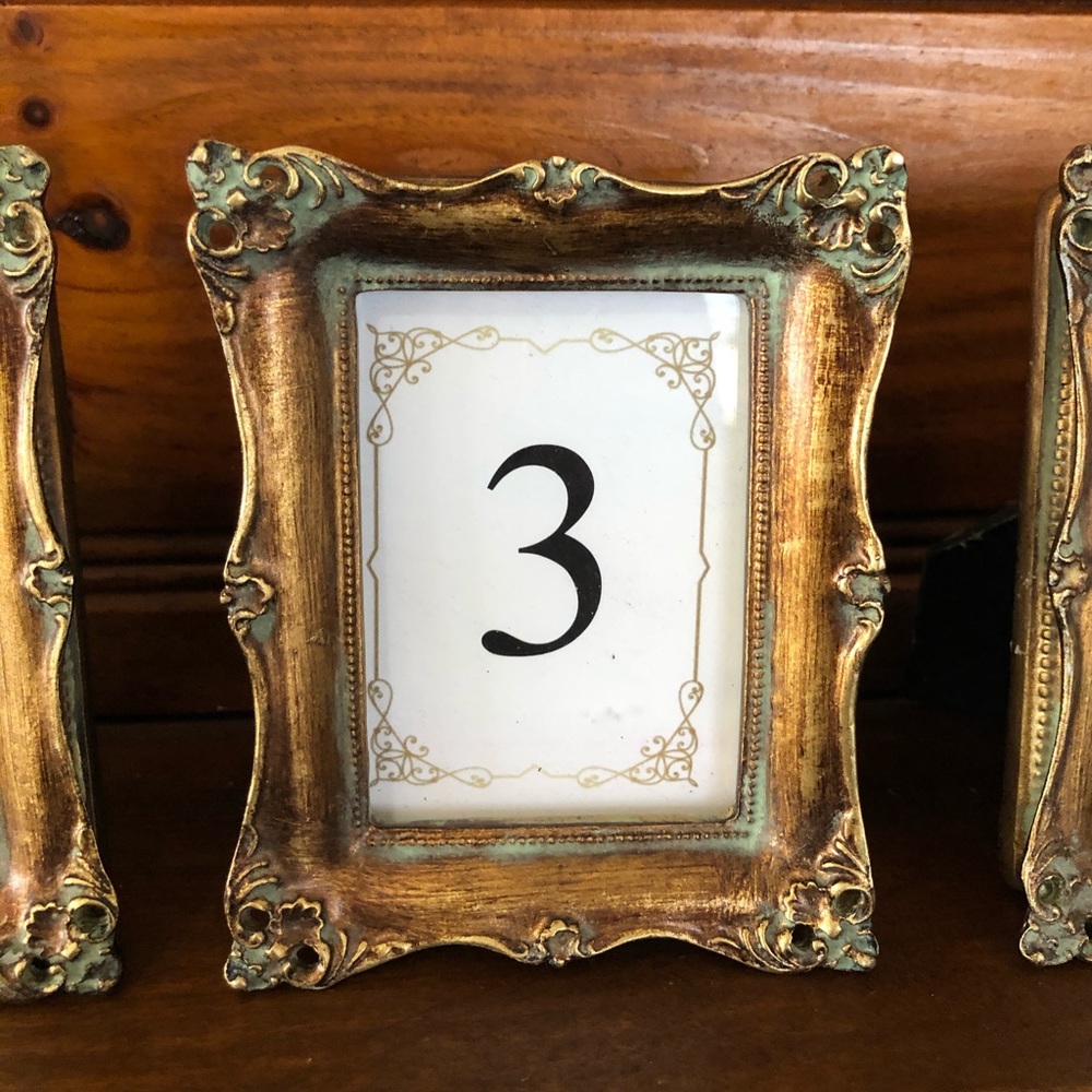 Vintage Style Frame Wedding Table Numbers Gold